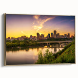 Framed canvas wall art depicting a vintage-style Saskatchewan landscape in muted earth tones, ideal for bedroom decor.