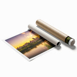 Extra large rolled print of a serene Saskatchewan landscape with soft floral elements in muted greens and blues.