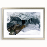 Textured art depicting abstract Yukon scenery in muted earth tones on a framed canvas, suitable for bedroom decor.