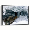 Black and white framed canvas of Yukon landscape, featuring vintage poster art style, ideal for bedroom wall decor.