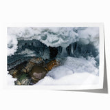 Art deco poster of Yukon scenery in muted earth tones on rolled print, ideal for nursery wall art.