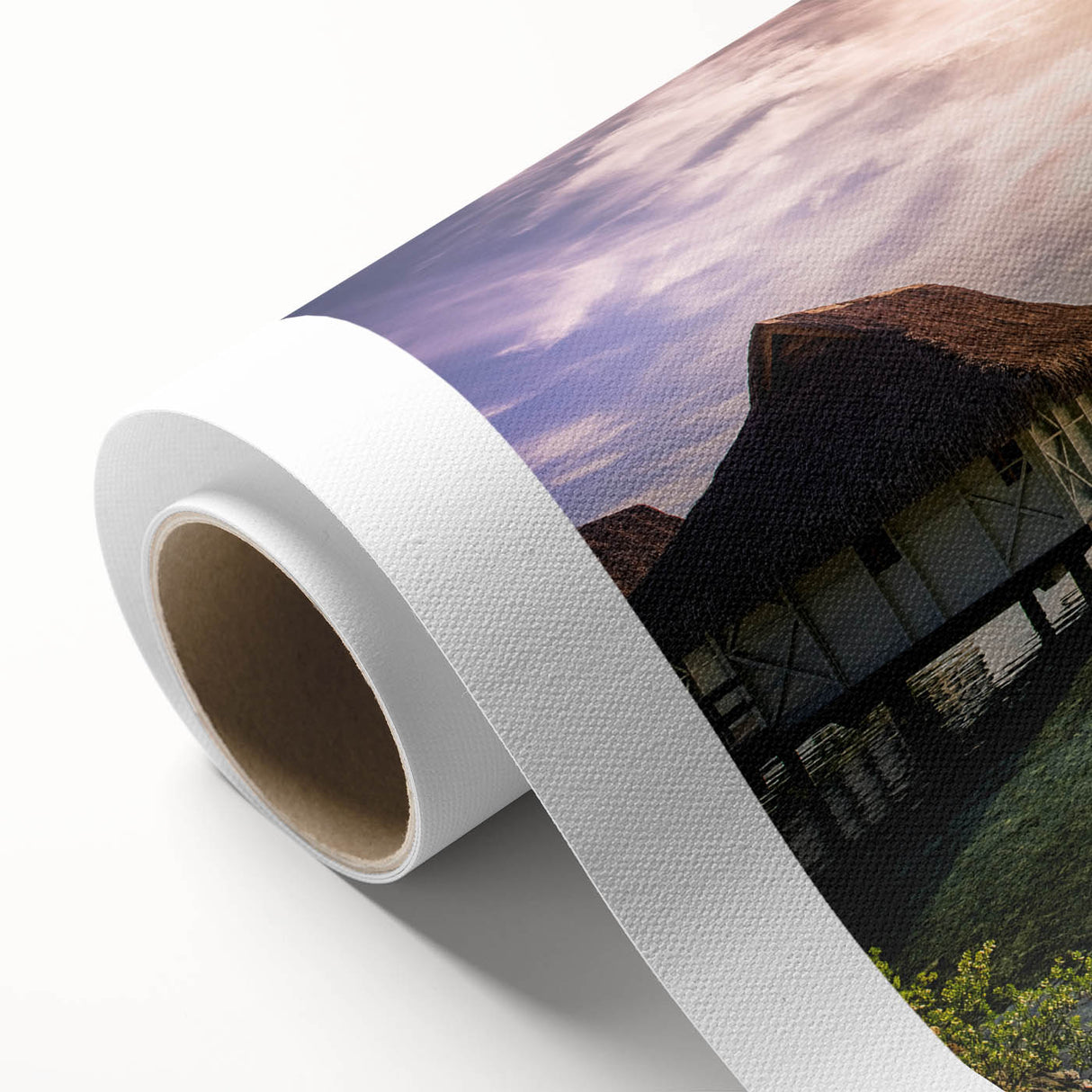 Art Deco style poster of a Caribbean scenery on rolled canvas, ideal for nursery wall art.