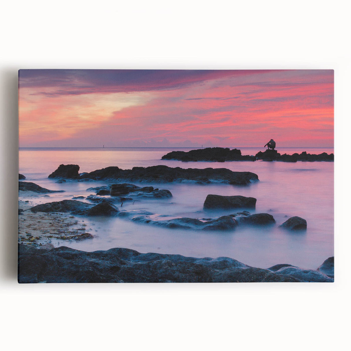 Black and white stretched canvas of Caribbean scenery, ideal for kitchen wall art or bedroom ambiance.