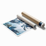 Extra large rolled print of a vibrant Caribbean scenery with vivid floral elements, ideal for classy bathroom wall art.