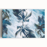Black and white stretched canvas featuring a panoramic view of a Caribbean beach.