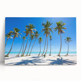 Black and white photograph of a serene Caribbean beach on a large stretched canvas, suitable for kitchen wall art.