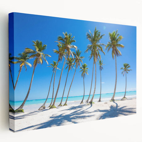 Large canvas print of a Caribbean beach scene with vibrant blue and turquoise waters, ideal for kitchen wall art.