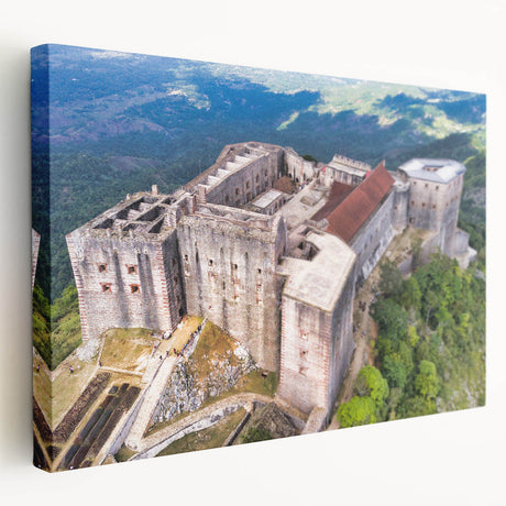 Panoramic Caribbean scenery on stretched canvas, featuring vibrant blue and green tones, ideal for kitchen wall art.