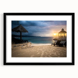 Extra large, textured abstract art print featuring vibrant Caribbean scenery on a framed black mat.