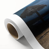 Art deco poster of a Caribbean Jamaican scenery on rolled canvas, in vibrant greens and blues, ideal for nursery wall art.