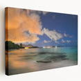 Large canvas print depicting a vibrant Caribbean beach scene, ideal for kitchen wall art.