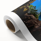 Art deco poster of a serene Puerto Rican landscape on rolled canvas, suitable for nursery wall art.