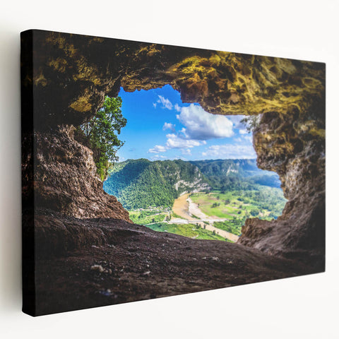 Large canvas print of a serene Caribbean beach scene in soft blue and sandy tones, suitable for kitchen wall art.