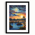 Abstract art print of colorful, textured scenery of Saint Vincent on a large framed canvas, ideal for living room decor.