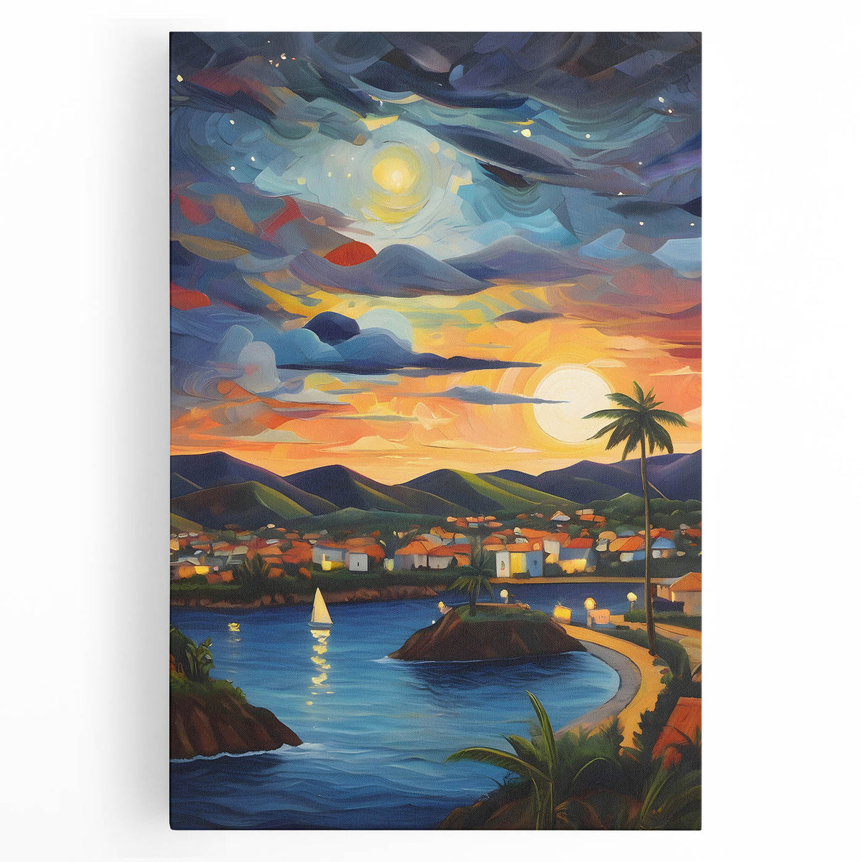 Black and white photograph of Caribbean Saint Vincent scenery on stretched canvas, ideal for kitchen wall art.