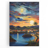 Black and white photograph of Caribbean Saint Vincent scenery on stretched canvas, ideal for kitchen wall art.