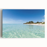 Black and white stretched canvas of Caribbean scenery, ideal for kitchen wall art or bedroom ambiance.