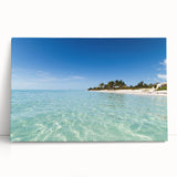 Black and white stretched canvas of Caribbean scenery, ideal for kitchen wall art.