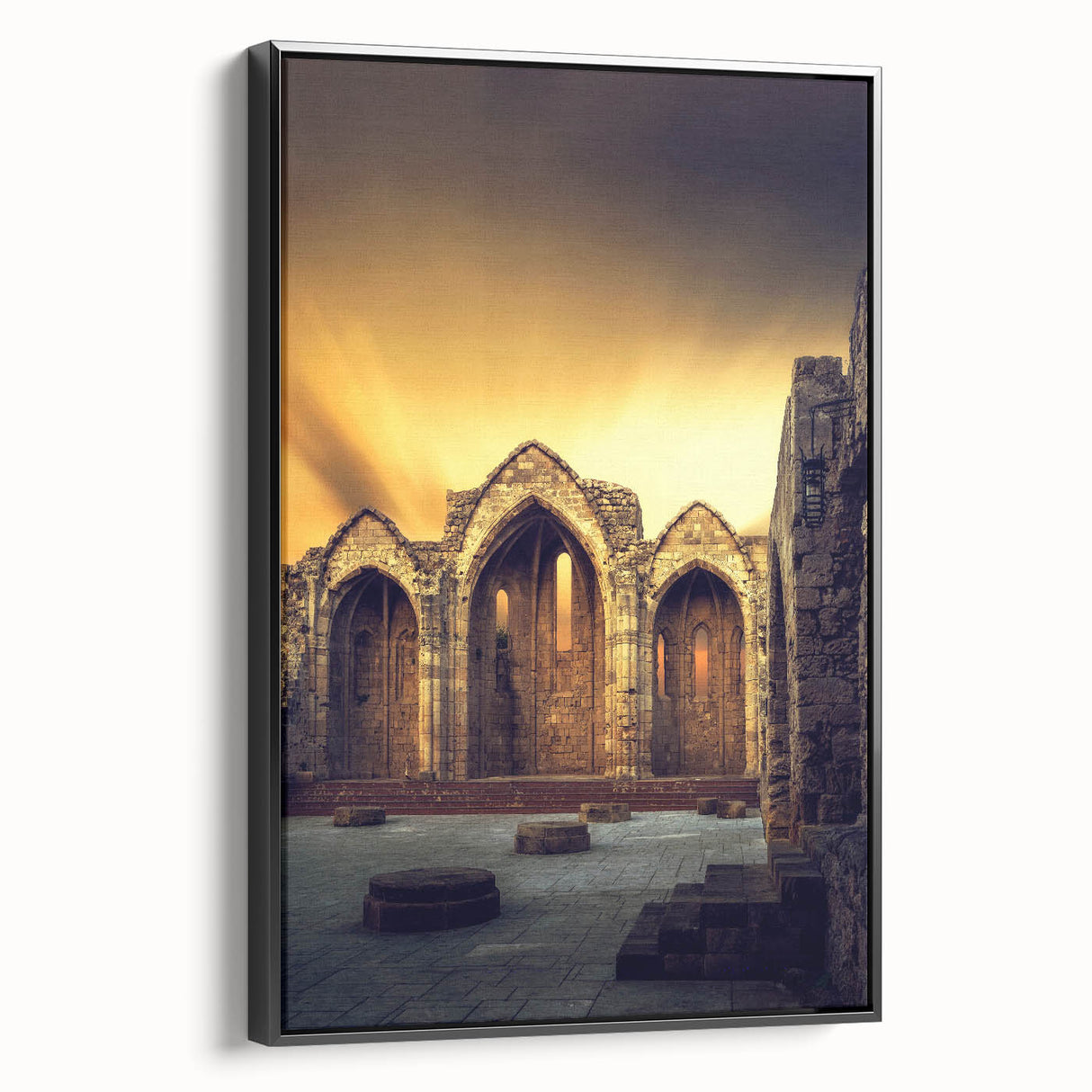 Black and white framed canvas of the Caribbean Virgin Islands landscape, suitable for bedroom wall decor.