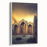 Framed canvas of a vintage poster art depicting the Caribbean Virgin Islands in vibrant colors, ideal for living room decor.