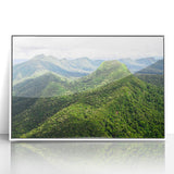 Art deco poster featuring a serene Belize landscape in soft pastel hues, framed in white acrylic, ideal for nursery wall art.