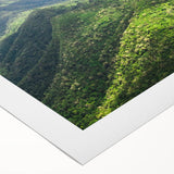 Art deco poster of Belize scenery in muted green and blue tones on rolled canvas, suitable for dining room wall art.