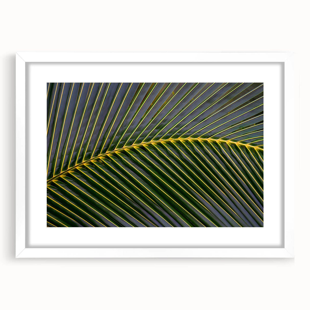 Abstract art print depicting a vibrant Costa Rican landscape in a white frame, ideal for dining room decor.