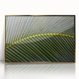 Large art print of a Costa Rican landscape in mid-century modernist style, framed in gold acrylic.