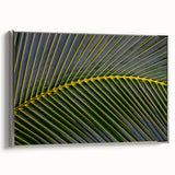 Landscape art painting of Costa Rica with vibrant green and blue tones on a silver-framed canvas.