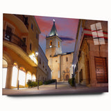 Large abstract wall art depicting a Central American scenery in muted earth tones on acrylic glass.