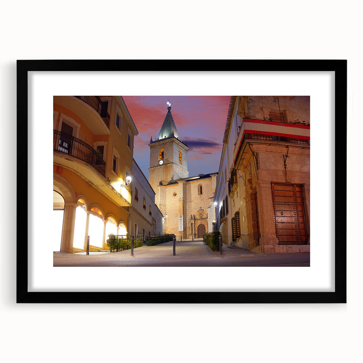 Extra large framed abstract art print of a colorful, textured Central American scenery, ideal for living room decor.