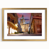 Extra large abstract art print of El Salvador scenery in gold frame, with textured details, ideal for living room decor.