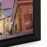 Extra large framed canvas featuring a textured, colorful depiction of a Central American scenery.