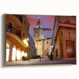 Vintage poster art of a Central American scenery in vibrant colors on an extra-large framed canvas.