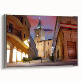 Framed canvas featuring a vintage landscape painting of El Salvador with muted earth tones, ideal for bedroom wall art.