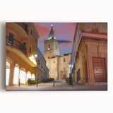 Black and white stretched canvas featuring a panoramic view of El Salvador's landscape, suitable for kitchen wall art.