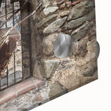 Large abstract wall art depicting a Central American scenery in vibrant colors on acrylic glass.