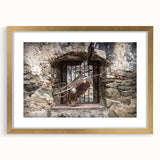 Extra large abstract art print depicting textured scenery of Central America, in a gold frame, ideal for living room decor.