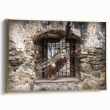 Framed canvas depicting a vintage-style landscape of Central America with muted gold and black tones.