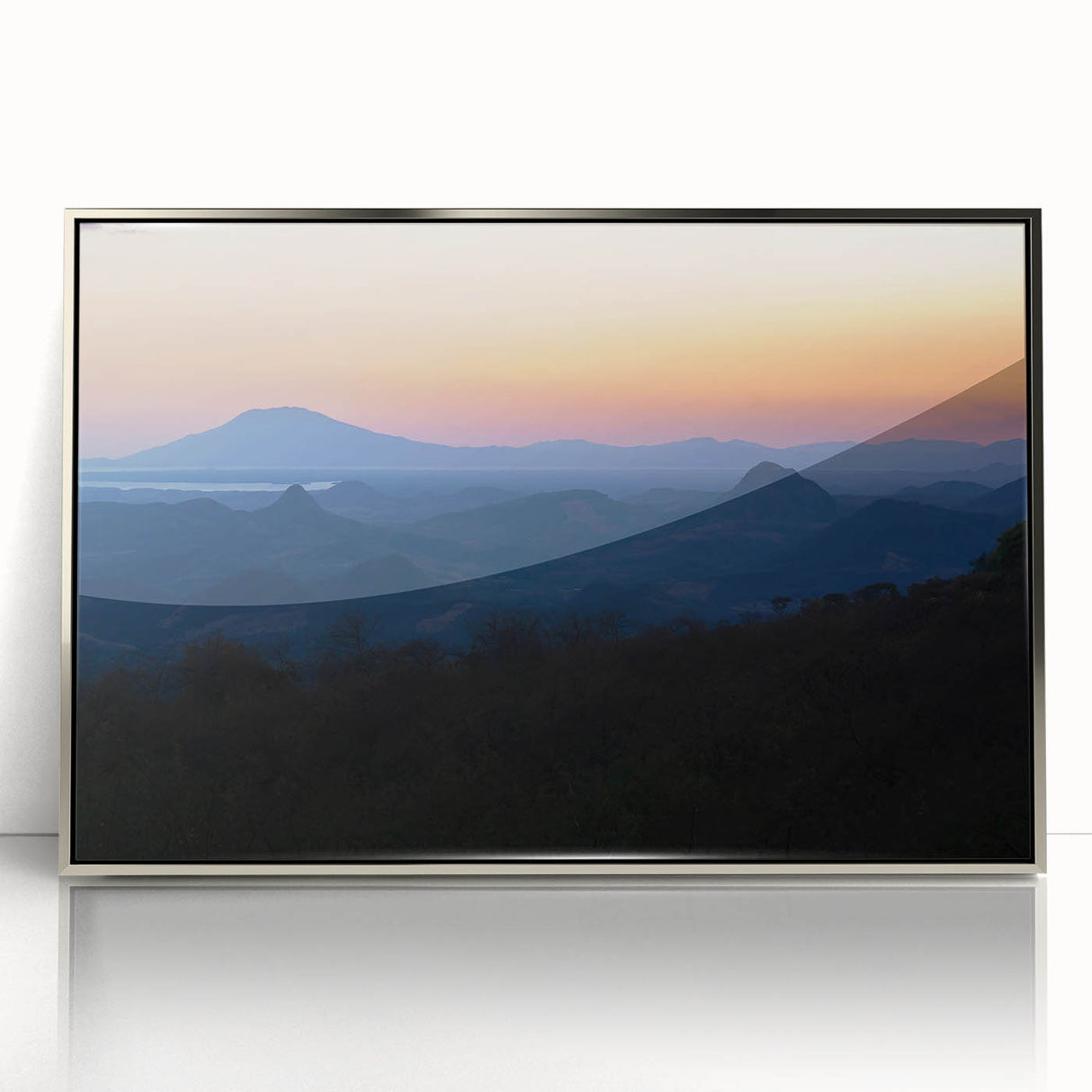 Framed acrylic print of a Central American landscape in muted earth tones, ideal for modern art wall decor.