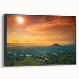 Black and white framed canvas depicting a vintage landscape of Central America, suitable for bedroom decor.