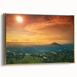 Framed canvas featuring a vintage-style landscape painting of Nicaragua, with muted earth tones, ideal for bedroom wall art.