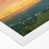 Art deco poster featuring a stylized Central American landscape in muted earth tones on rolled canvas.