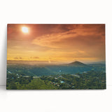 Black and white stretched canvas of a Central American landscape, ideal for kitchen wall art or bedroom decor.