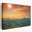 Large stretched canvas depicting a vibrant Central American landscape, ideal for kitchen wall art.