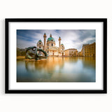 Abstract art print depicting a colorful Austrian landscape on a large textured canvas, ideal for living room decor.