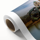 Art Deco poster of a serene Austrian landscape in pastel shades on rolled canvas, ideal for nursery wall art.