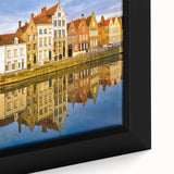 Black wall art featuring a textured, colorful European scenery on an extra large framed canvas, ideal for living room decor.