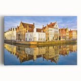 Black and white photo of a European cityscape on stretched canvas, suitable as kitchen wall art or bedroom decor.