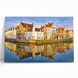 Black and white photograph of a European cityscape on large stretched canvas, ideal for kitchen wall art.